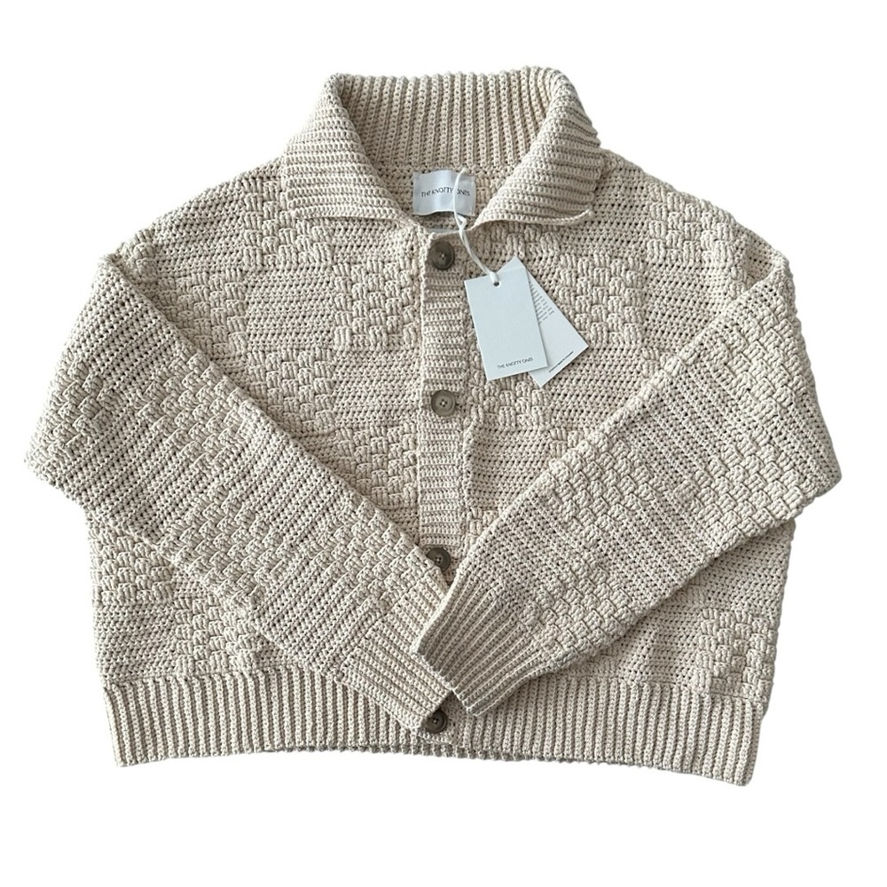 The Knotty Ones Prietema Cotton Jacket Cardigan Oat Milk